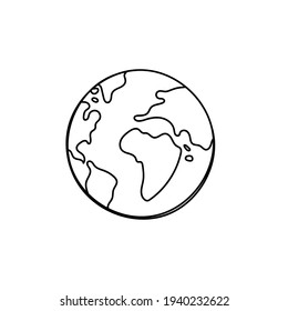 planet earth icon, hand made. vector illustration on white background