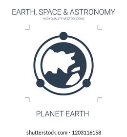 planet earth icon. high quality filled planet earth icon on white background. from earth space astronomy collection flat trendy vector planet earth symbol. use for web and mobile