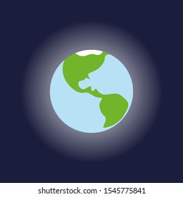 Planet Earth icon isolated on blue background