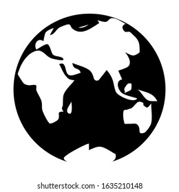 planet earth icon is isolated on a white background, simplified drawn continents.vector illustration