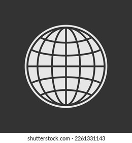 Planet Earth icon isolated on dark background. Vector illustration