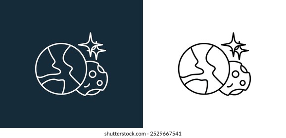 planet earth icon isolated on white and black colors. planet earth outline linear vector icon from outer space collection for mobile apps, web and ui.