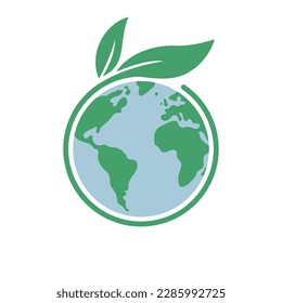 Planet earth icon with leaf protecting it. Save the world, eco-friendly symbol. Protect the environment.