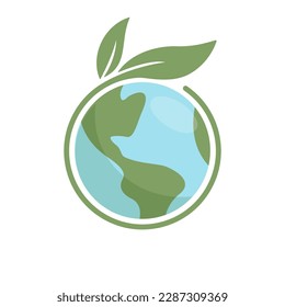 Icono de planeta tierra con hoja protegiéndola. Salve al mundo, símbolo ecológico. Proteger el medio ambiente.