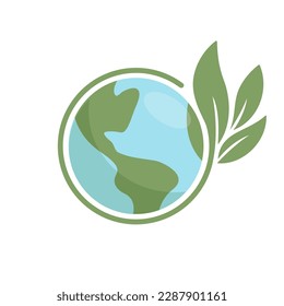 Planet-Erde-Ikone mit Blatt, das sie schützt. Rettet die Welt, umweltfreundliches Symbol. Schutz der Umwelt.