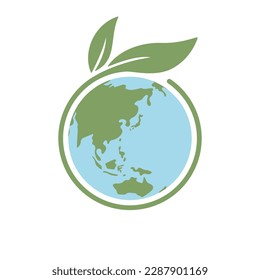 Icono de planeta tierra con hoja protegiéndola. Salve al mundo, símbolo ecológico. Proteger el medio ambiente.