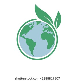 Planet earth icon with leaf protecting it. Save the world, eco-friendly symbol. Protect the environment.