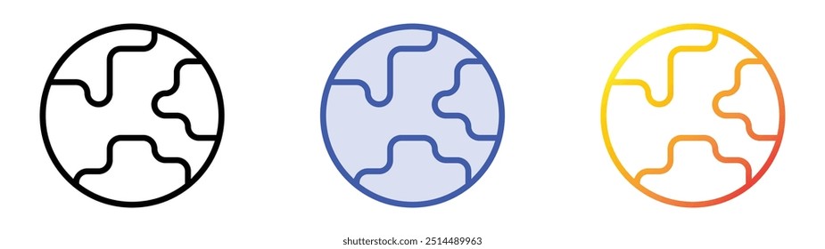 planet earth icon. Linear, Blue Fill and Gradient Style Design Isolated On White Background