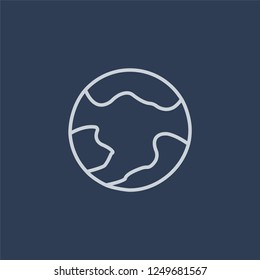 Planet earth icon. Planet earth linear design concept from Ecology collection. Simple element vector illustration on dark blue background.