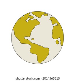 Planet Earth is an icon in a linear style. Vector illustration of an isolated planet on a white background