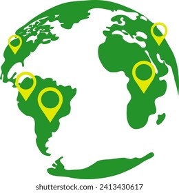 Planet Earth Icon, Save green plane,Concept of environmental conservation,Earth globes isolated on white background
