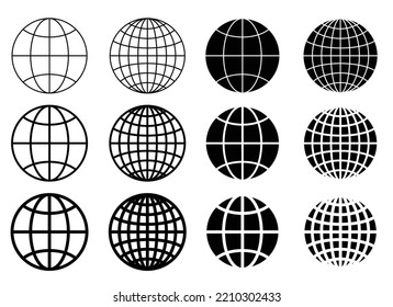 Planet Erde Icon Set. Globe-Linienform, Vektorgrafik
