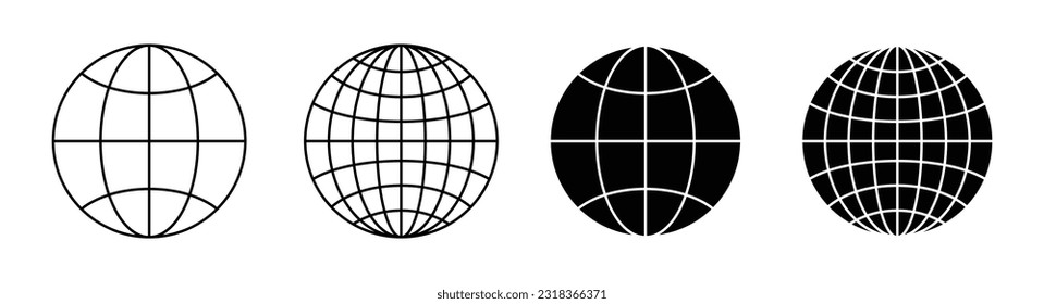 Planet earth icon set. Globe line shape vector illustration