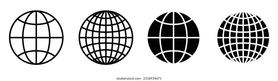 Conjunto de iconos Planeta Tierra. Ilustración vectorial de la forma de la línea de globo