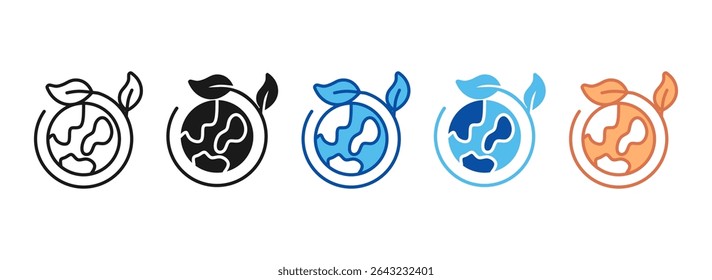 Planet Earth Icon Set Multiple Style Collection