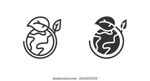 Planet earth icon set symbolizing global ecology and environmental care.