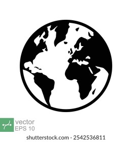 Planet earth icon. Simple flat style. World globe, international, round map, web symbol concept. Vector illustration isolated on white background. EPS 10.