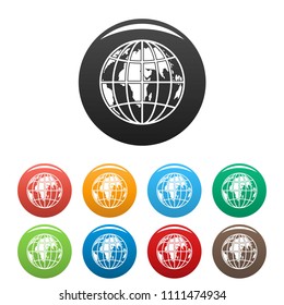 Planet earth icon. Simple illustration of planet earth vector icons set color isolated on white