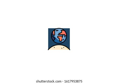 Planet earth icon in trendy flat style isolated on white background vector illustration