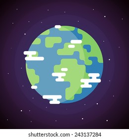 Planet Earth Icon. Vector Flat Illustration