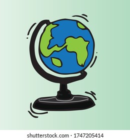 Planet earth icon. Vector illustration of Cartoon world globe pointing.