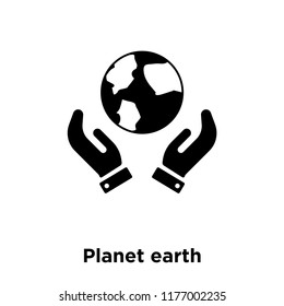 Planet earth icon vector isolated on white background, logo concept of Planet earth sign on transparent background, filled black symbol