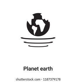 Planet earth icon vector isolated on white background, logo concept of Planet earth sign on transparent background, filled black symbol