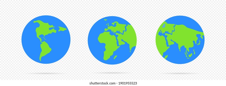 Planet Earth icon. For web banner, web and mobile, infographic. World map. Vector on isolated transparent background. EPS 10