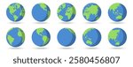 Planet Earth icons collection in a flat design. Planet earth or world globe with ocean in a flat design
