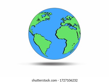 Planet Earth Icons. Flat planet Earth icon. Vector illustration of earth. Vector illustration of an isolated world on a gradient background. Beautiful earth illustration. World map