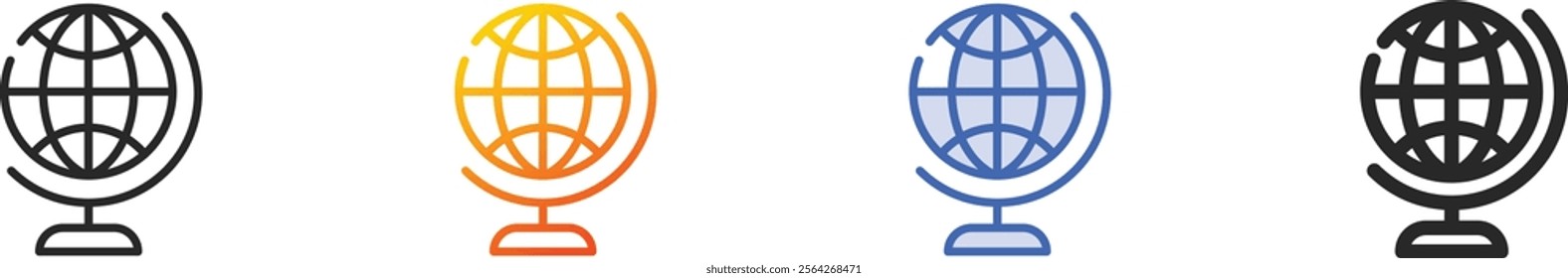 planet earth icon.Thin Linear, Gradient, Blue Stroke and bold Style Design Isolated On White Background