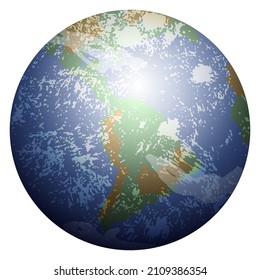 Planet Earth. Illustraton of the space object in the Solar System, isolated on a transparent background. Vector astronomical element for cosmic universe
