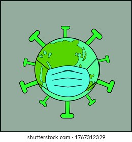 The planet earth is infected by the virus. Illustration for corona virus or COVID-19 attack the world.