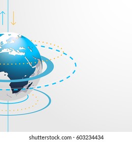 Planet Earth with interface abstract circles 