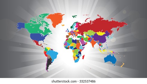 Planet Earth International Map & Background - Vector Illustration