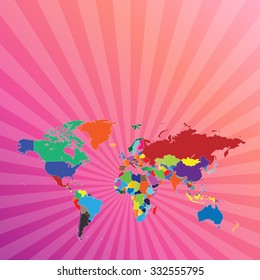 Planet Earth International Map & Background - Vector Illustration