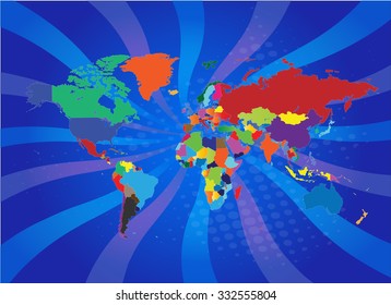 Planet Earth International Map & Background - Vector Illustration