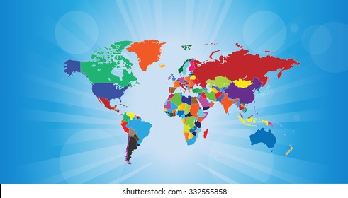 Planet Earth International Map & Background - Vector Illustration