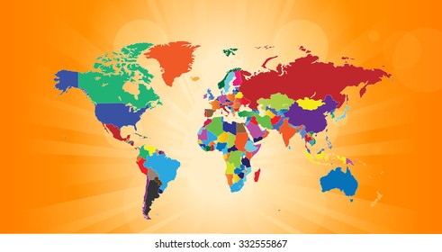 Planet Earth International Map & Background - Vector Illustration