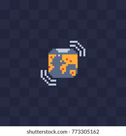 Planet Earth. Internet application icon. Pixel art flat style. Label world map. 8-bit. Isolated vector illustration.