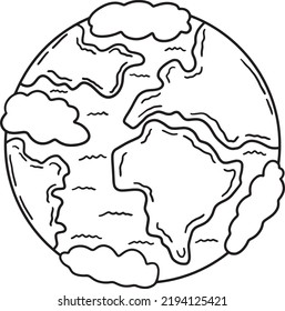 Planet Earth Isolated Coloring Page for Kids