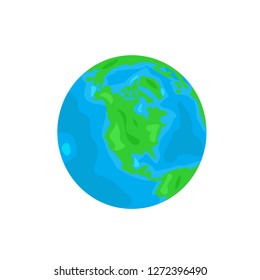 Planet earth isolated on white background. Earth Day. Earth. Planet. Land. Textbook for the school. World map. CLIMATE