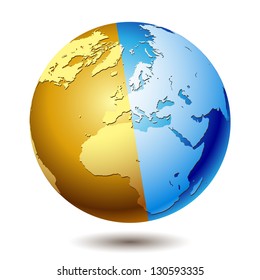Tierra de planeta aislada en un fondo blanco. Ilustración, vector.