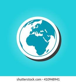 Planet Earth Isolated. Vector globe icon with map of the continents of the world. Modern flat icon.