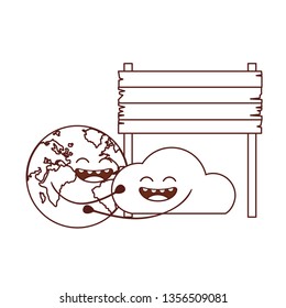 planet earth kawaii isolated icon