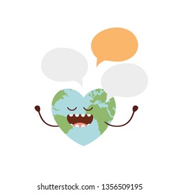 planet earth kawaii isolated icon
