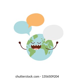 planet earth kawaii isolated icon