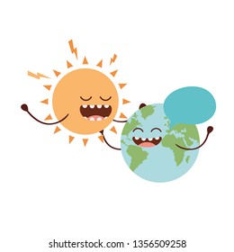planet earth kawaii isolated icon
