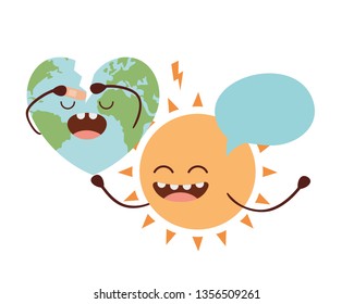 planet earth kawaii isolated icon