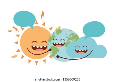 planet earth kawaii isolated icon